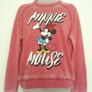 Disney Women's (S) Heather Red Minnie Sweatshirt